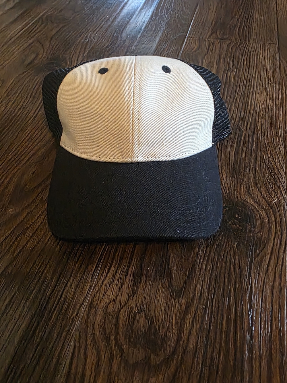 Brandy Melville Two-Tone Black and Cream Baseball Cap/Hat